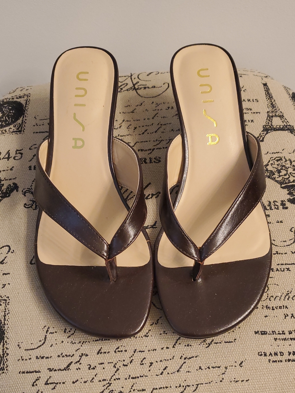 Unisa Brown Leather Thong Mules - Women